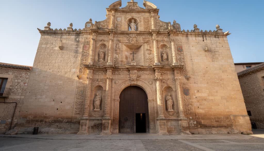 descubre la impresionante fachada plateresca de alcaraz, un magnífico ejemplo del esplendor arquitectónico del siglo xvi en albacete, que refleja la riqueza histórica y cultural de la región.