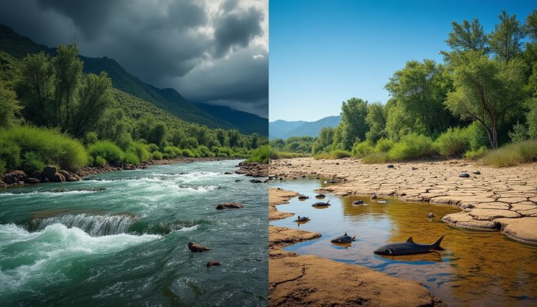 la extrema variación estacional de las precipitaciones afecta ecológicamente el caudal mínimo del río júcar, impactando su biodiversidad y el equilibrio del ecosistema fluvial.