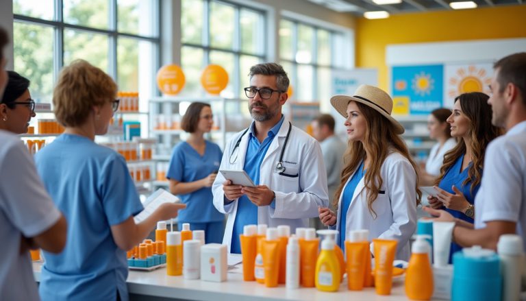 campañas preventivas en boticas que educan sobre la importancia de la protección solar para prevenir el cáncer de piel y promover la salud dermatológica.