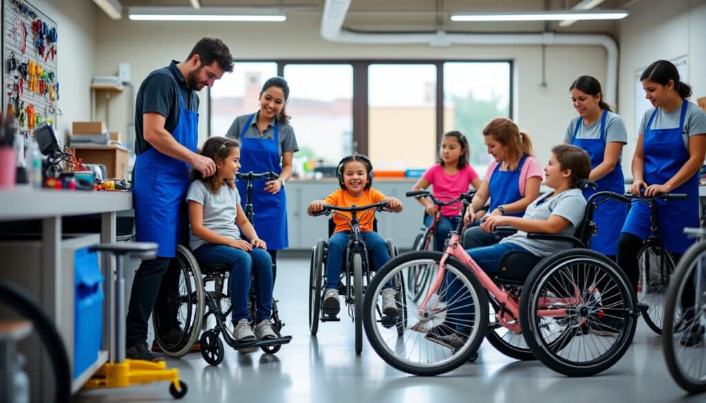 escuela de ciclismo integradora que adapta bicicletas mecánicamente para niños con movilidad reducida, fomentando la inclusión y la actividad física adaptada.
